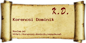 Korencsi Dominik névjegykártya